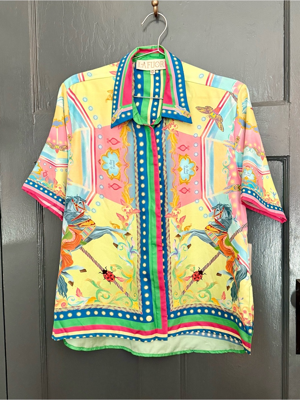 NWT La Fuori Silk Nice Carnival Top